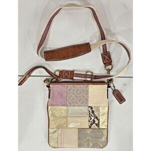 Coach Vintage Y2K Patchwork Crossbody Canvas Leather Bag Boho Indie Festival